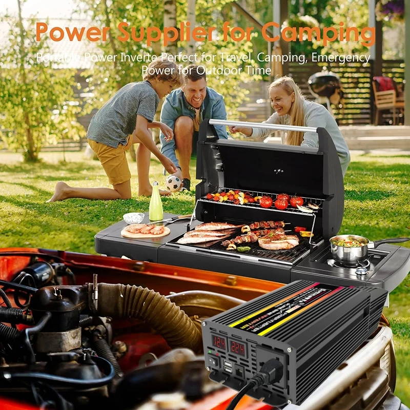 10000W Pure Sine Wave Power Inverter Voltage Transformer Intelligent Digital Display Car Home Outdoor DC12V to AC 220V Converter