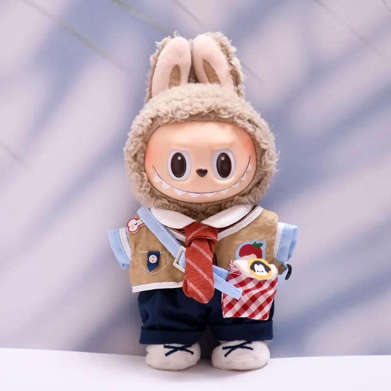 

15 см/17 см кукла Лабу, аксессуары для одежды, школьный набор с небольшой галстуком-сумочкой, шляпа-ведро цвета хаки, подходит для 1-го/2-го/3-го поколения