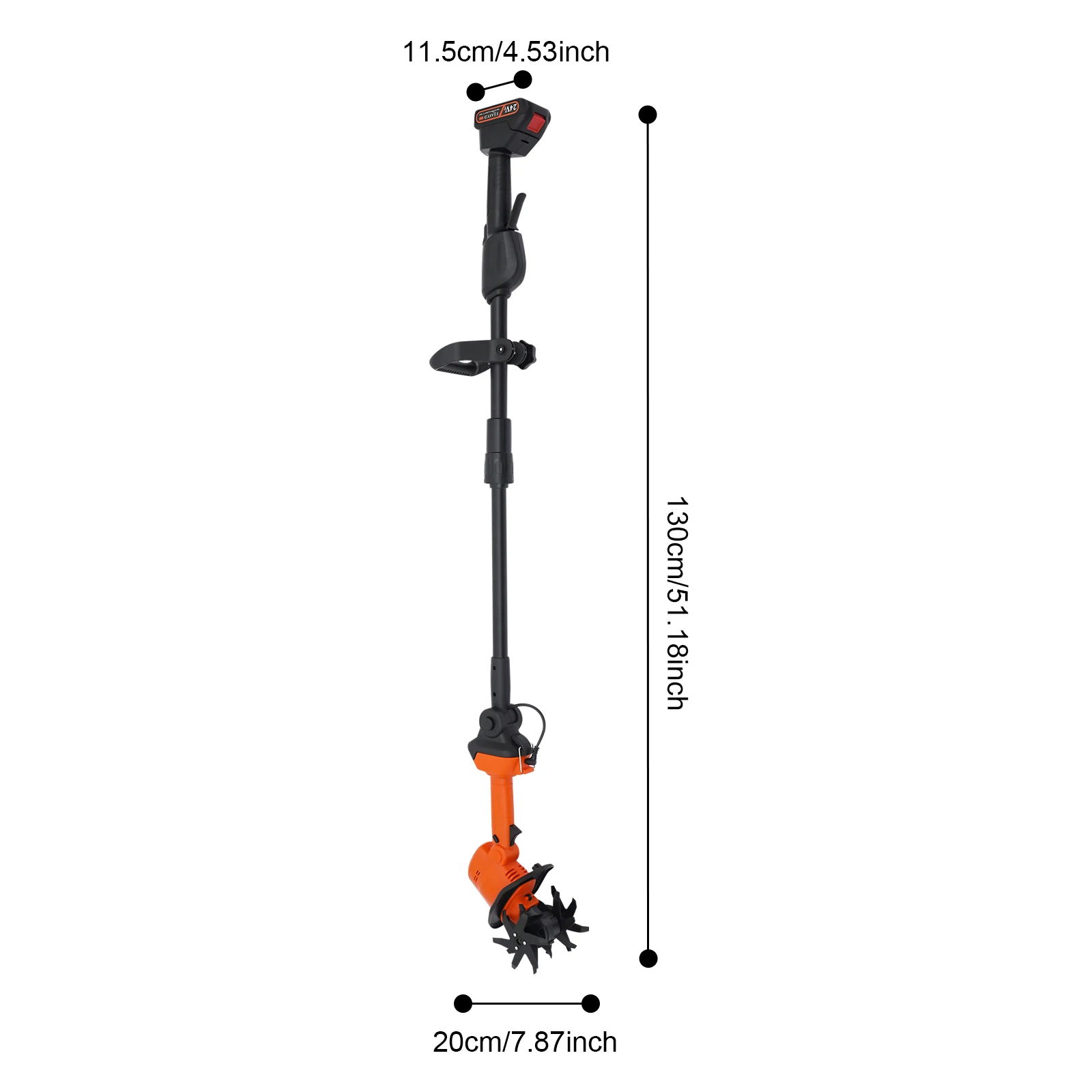 Akku-Räuchergrubber, 21 V, Mini-elektrische Gartenfräsmaschine, tragbare Mikrofräse mit Verlängerungsstange für Gärten – Detail 3