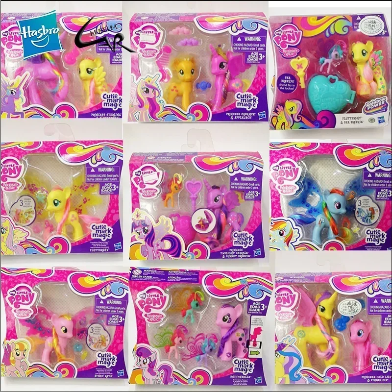 Hasbro My Little Pony Pinkie Pie Fluttershy Anime Actiefiguren Cutie Mark Magic Rainbow Dash Collectible Model Kinderen Speelgoed Gift