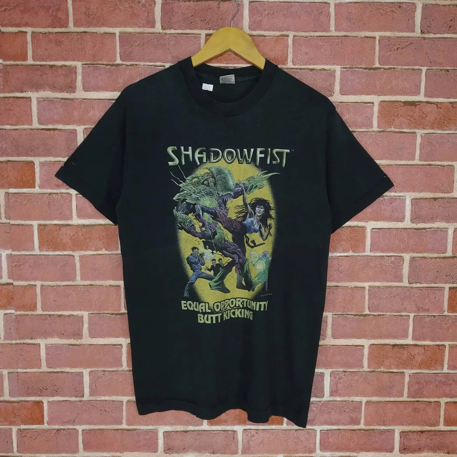 

Vintage 90s Shadowfist Equal Opportunity Butt Kicking Gamers Kick T shirt