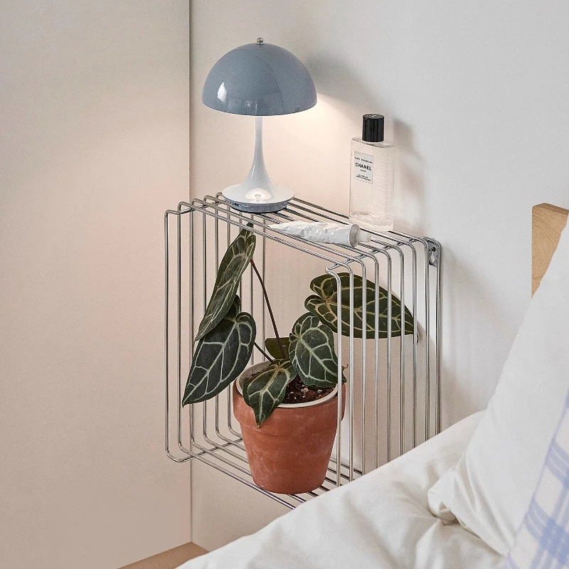 

Creative Wall Mounted Floating Shelf Stainless Steel Side Table Space Saving Corner Organizer for Living Room Magazine Rack