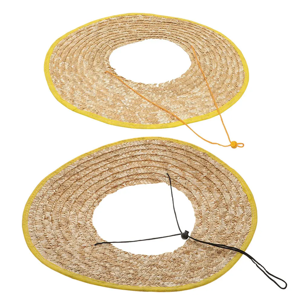 

2Pcs Hard Hat Sun Shade Breathable Straw Wide Brim Visor Construction Accessories Full Brim Sun Visors for Outdoor Work