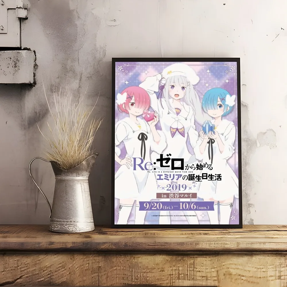 Anime Re Zero Kawaii Poster Room Decor Home Decoration Interior Wall Art Printing Waterproof Garage BedRoom Posters Gift