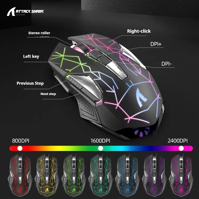 Imagem -03 - Ataque Shark-t3 Rgb Teclado sem Fio e Mouse Kit Painel de Metal Luz Design Ergonômico