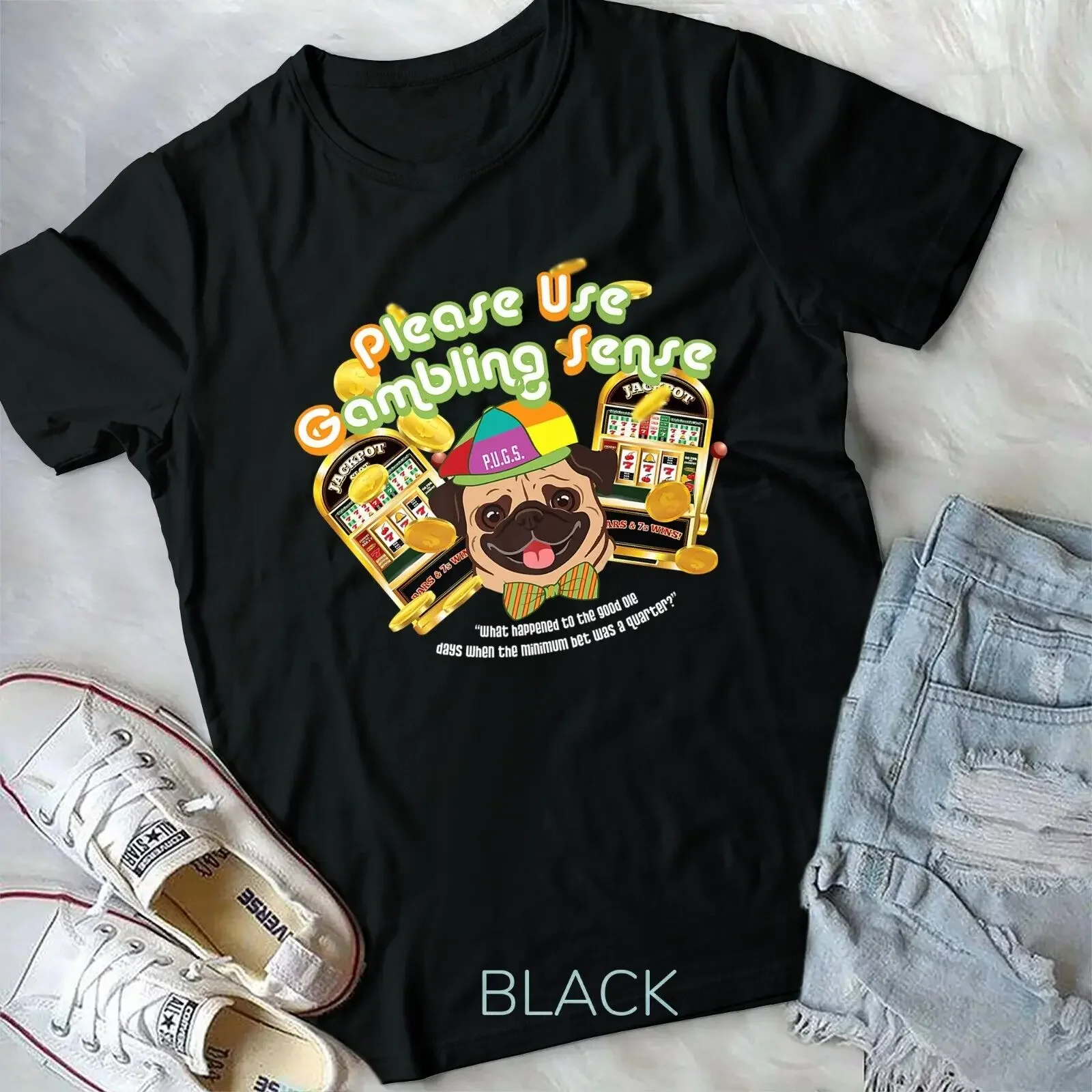 P.U.G.S. The Canine Counselor Slot Machine Pug Unisex T-shirt