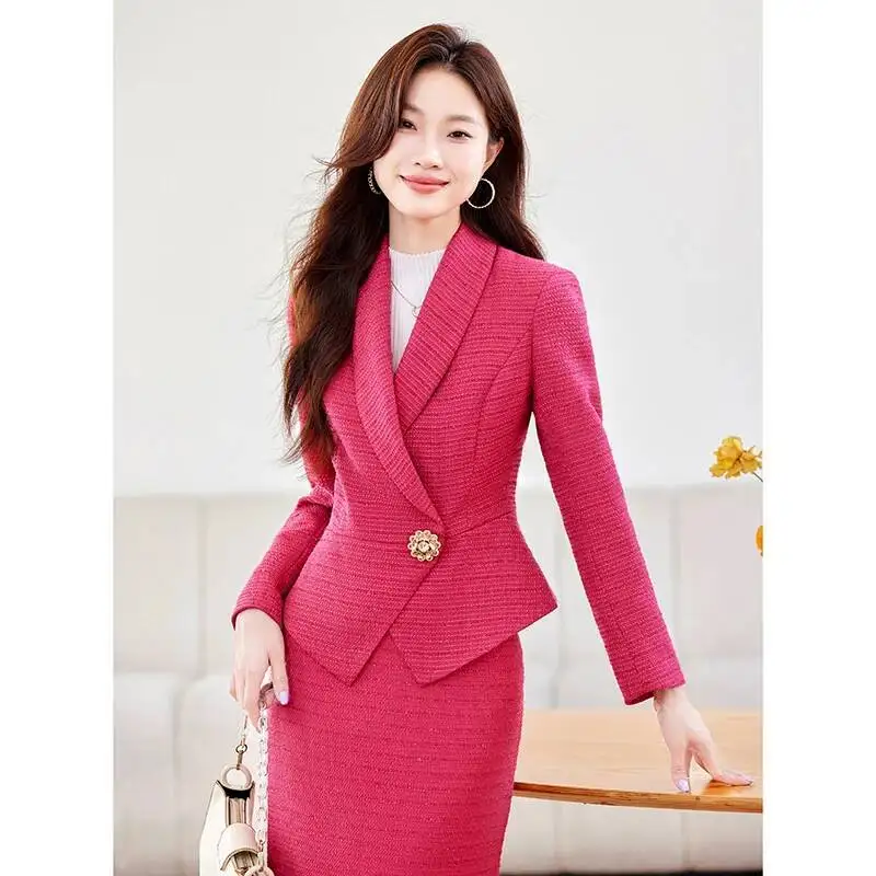 

Женские деловые пиджаки из высококачественной ткани, женские костюмы с юбкой, профессиональные костюмы с куртками, пальто и юбка, наряды для карьерного интервью