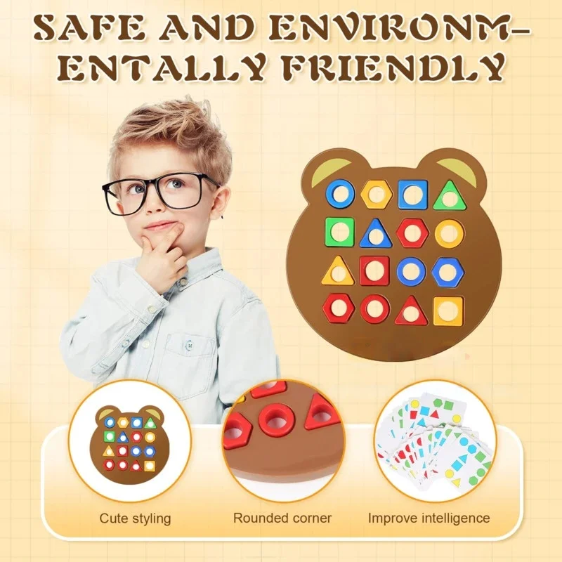 Children Matching Puzzle Toys Colors Geometric Shape Jigsaw Board Games Early Educational Interaction Toys For Kids Gifts