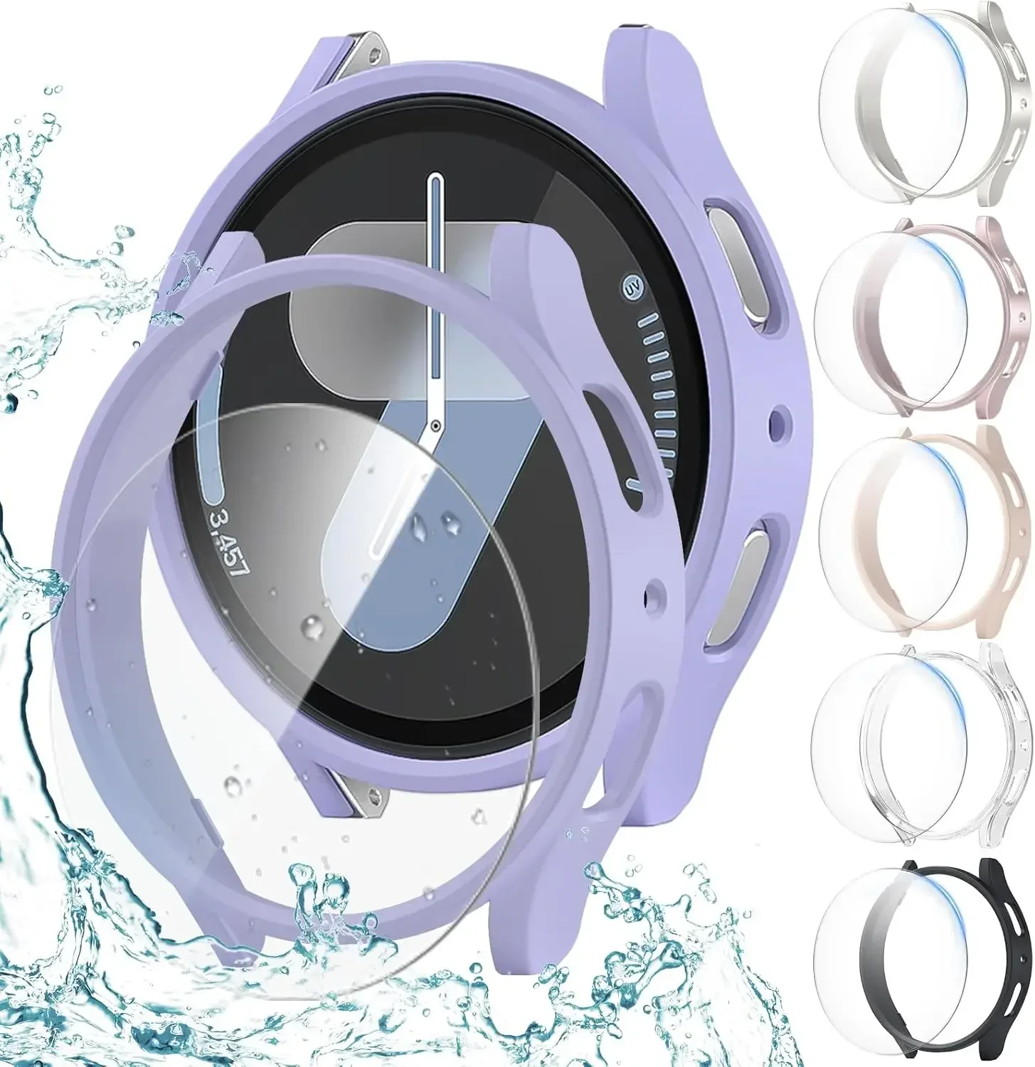 Etui + szkło hartowane do Samsung Galaxy Watch 7 40mm 44mm Wodoodporna, matowa osłona PC Ochronna obudowa zderzaka do Galaxy Watch 7