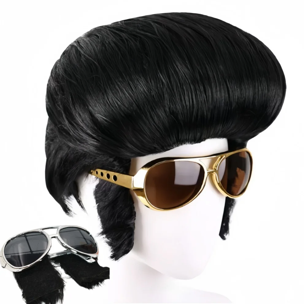 80s Retro Glasses COS Hippie Punk Beard Glasses Disco European and American Hip-hop Rock Elvis Decoration Glasses with Sideburns