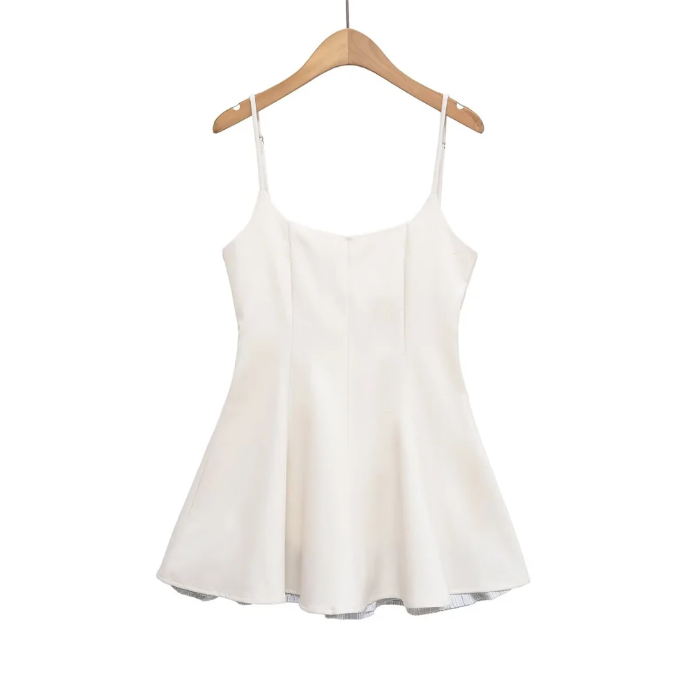 Abito estivo a canotta larga snellente a trapezio con vita di nicchia singola europea e americana