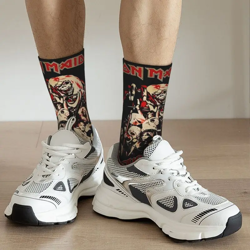 Custom Heavy Metal Maidens Pop Rock Iron Men's Crew Socks Unisex Fun Spring Summer Autumn Winter Dress Socks