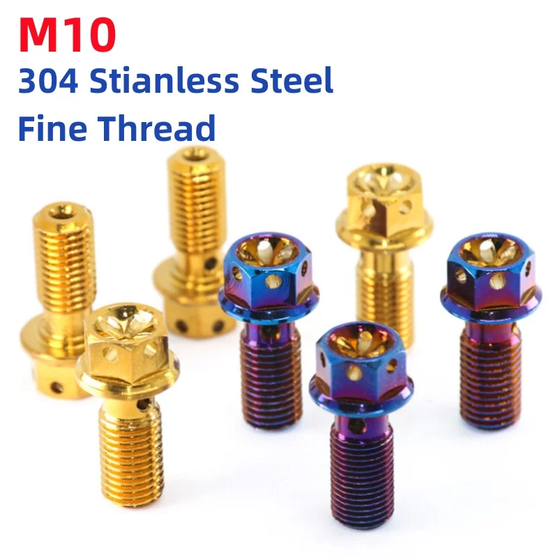 M10 304 Stainless Steel Hollow Hex Disc Brake Caliper Oil Port Screw Motorcycle Brake Caliper Tubing Bolt