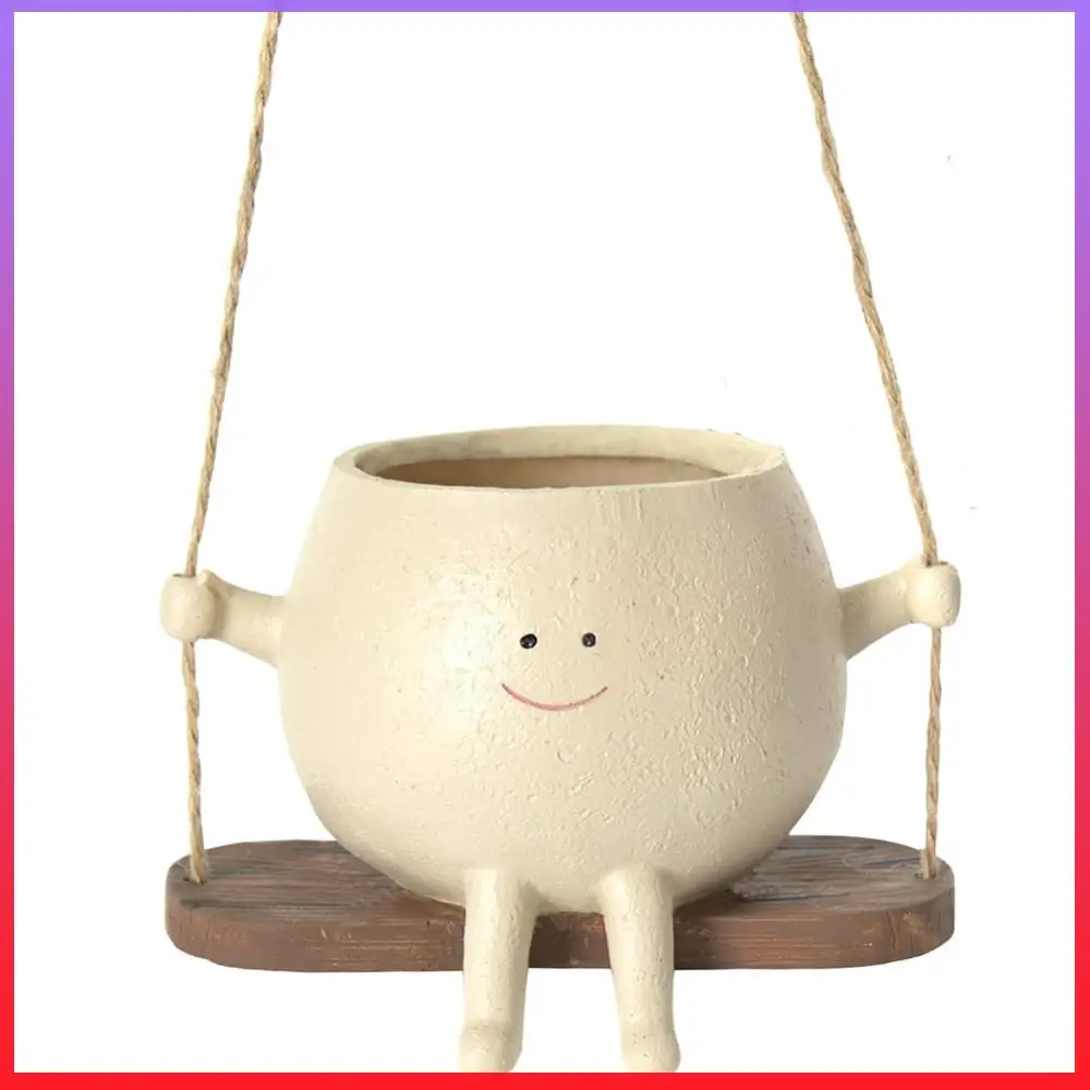 

Face Head Planter Resin Smiling Face Planter Creative Wall Hanging Head Planter Multifunctional Home Garden Patio Accessories