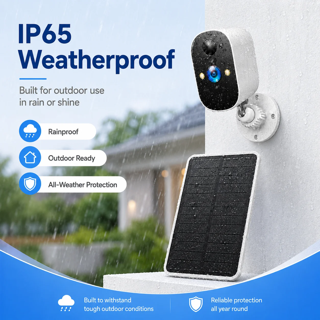 

2K Solar Camera Outdoor Wireless with 2-Way Audio, PIR Alarm, Color Night Vision, IP65 Waterproof, Cloud & SD Storage