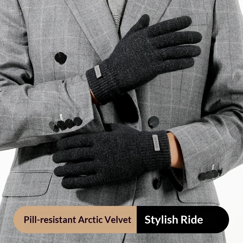 قفازات محبوكة الرياضة في الهواء الطلق ركوب الخيل عدم الانزلاق سميكة الشتاء مقاومة البرد يندبروف قفازات شاشة لمس دافئة الرجال