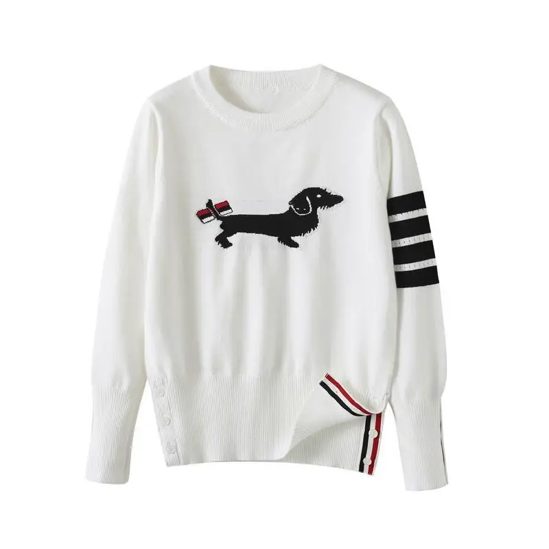 자수 강아지 2024 Autumn Women\'s Golf Wear Luxury Brand Golf Sweater Fashion Embroidery Dog Top Korean Women\'s Windproof Golf Knitted