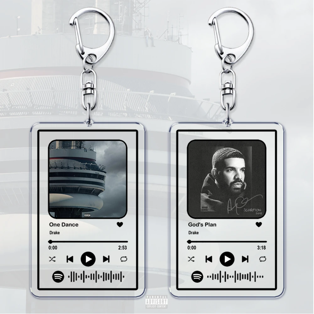 Popular Hip Hop Rapper Drizzy Keychain for Women Accessories Bag One Dance Gods Plan Rap Music Keying Jewelry Fans Friends Gifts