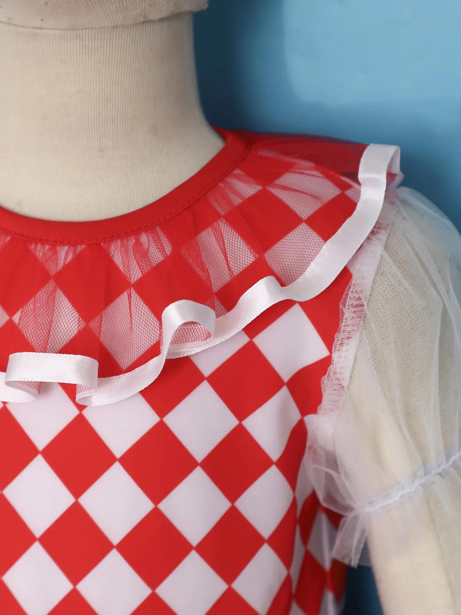 طفل الفتيات قصيرة الأكمام سستة شبكة السيرك مهرج تنانير بذلة هالوين كرنفال مهرج تأثيري حلي التصوير الملابس #4