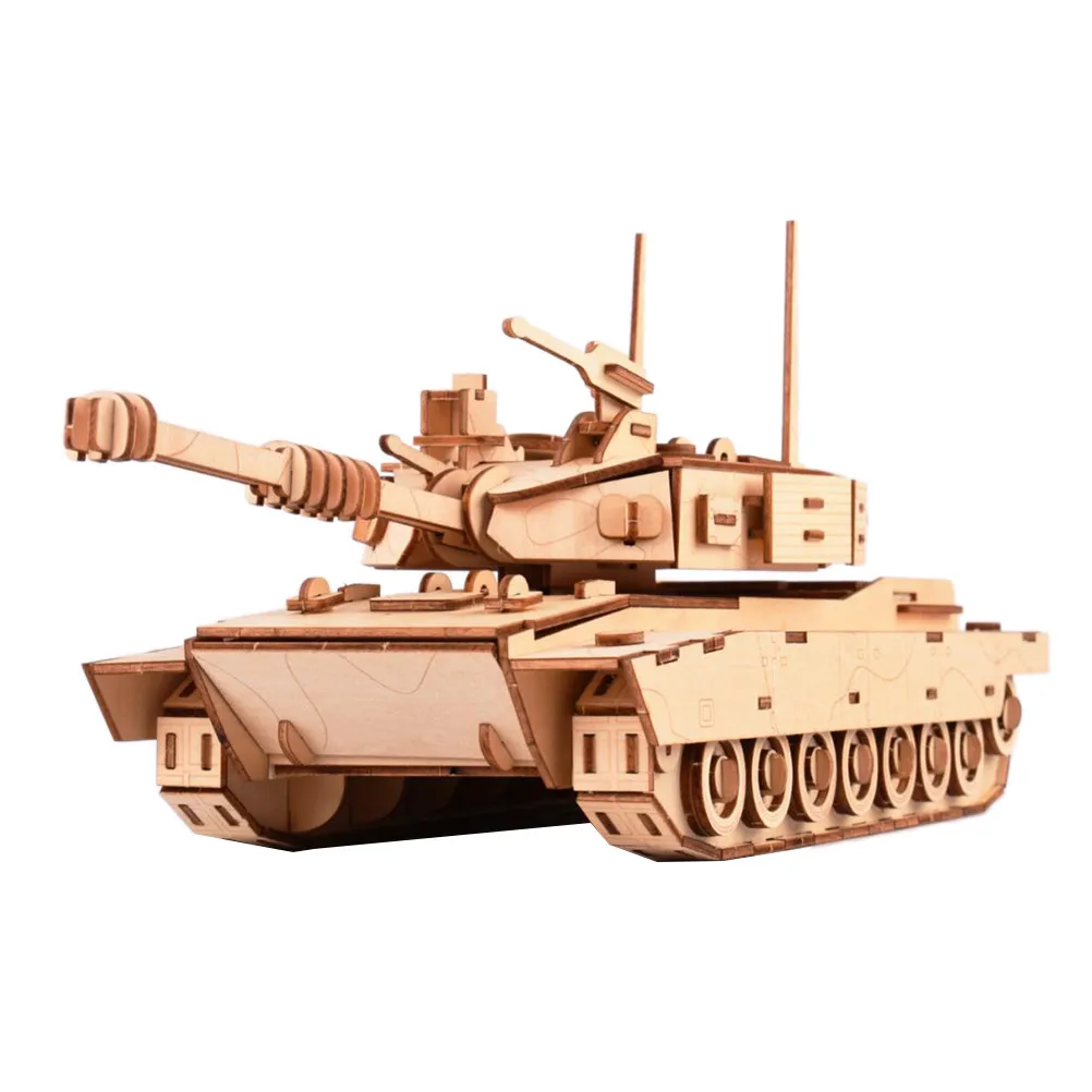 

Cut Wooden 3D Puzzle Large Size Colorful Tank Building Kit Brain Teaser Game Wood Educational Puzzle For Kids