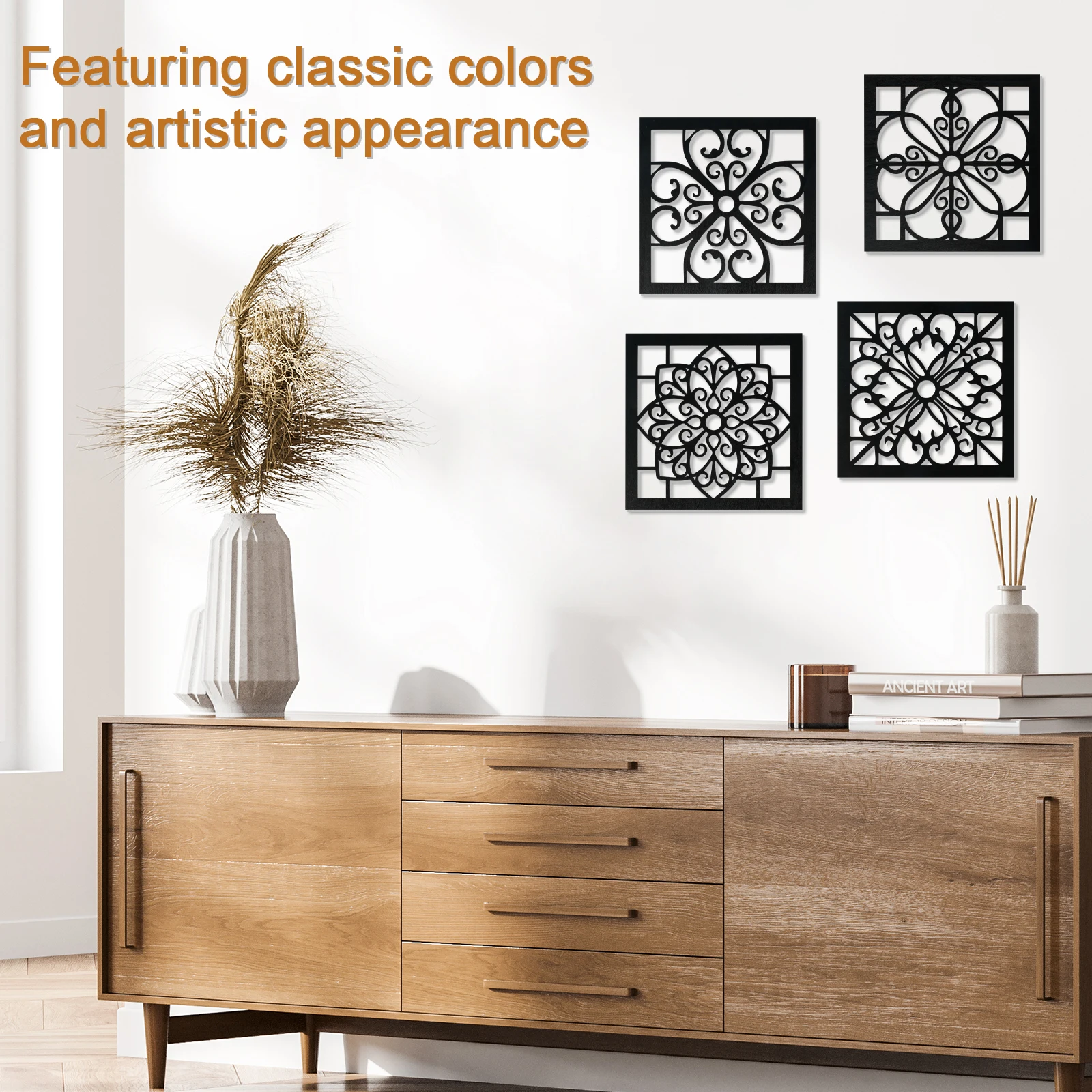 لوحات خشبية ريفية مستديرة أو مربعة للتعليق على الحائط ، ديكور جدار مزرعة رائع ، مجوف للخدمة الشاقة ، 4 * *