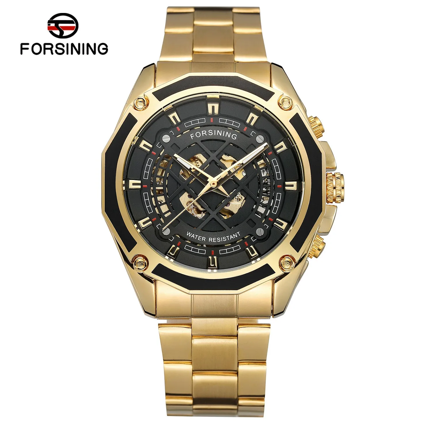 

Fashion Forsining Top Brand Men's Hollow Out Skeleton Full Luxury Stainless Steel Fully Automatic Mechanical Business Watches