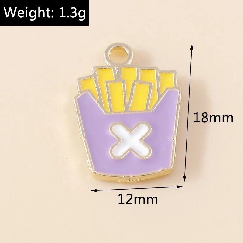 Leslie 10 Stück süße Emaille-Lebensmittel-Charms, Hamburger Pommes Frites, Pizza, Milchkuchen, Schokolade, Anhänger für Armband, handgefertigte Schmuckherstellung – Detail 12