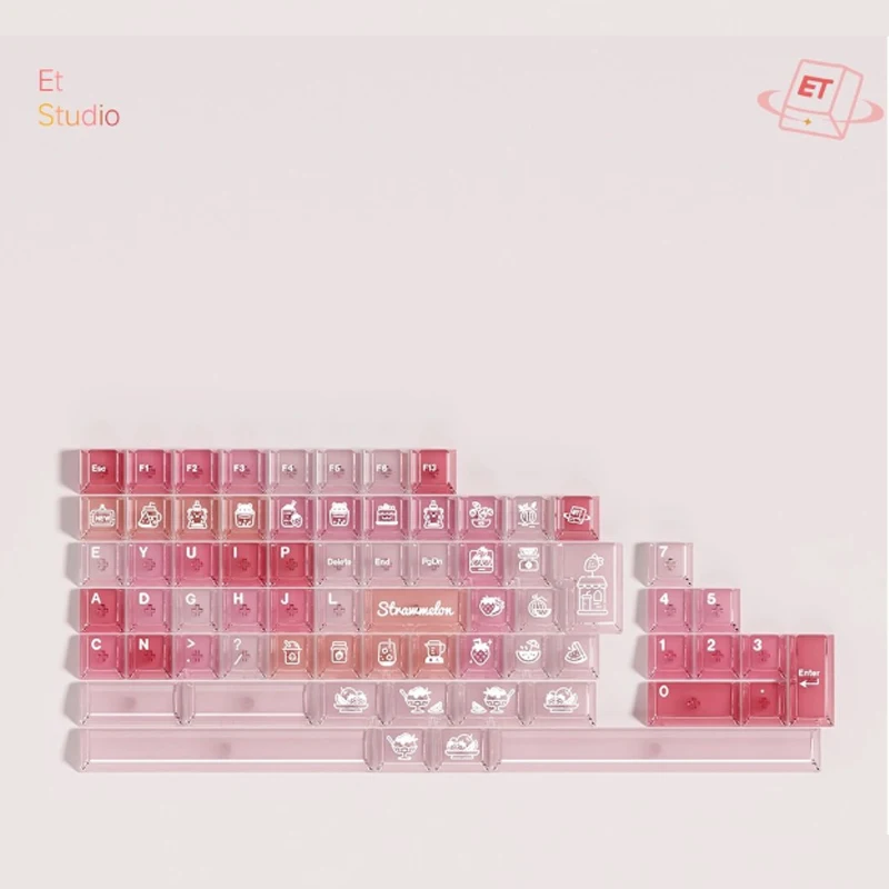 Chosfox&ET 157+69 Keys Cheese Strawberry Keycaps  PBT+PC Transparent Keycap Cherry Height Custom Mechanical Keyboard Keycap Gift