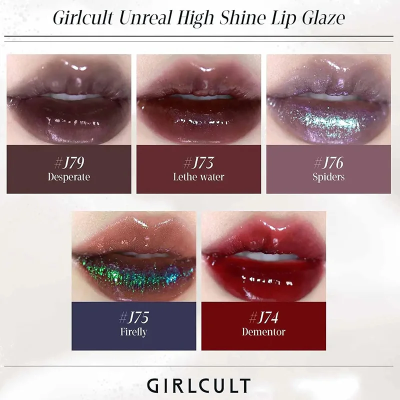 Girlcult Goth Mirror Lipgloss Glossy Green Chameleon Hydrating Lip Glaze High-Shine Non-stick Cup Long-lasting Lip Makeup