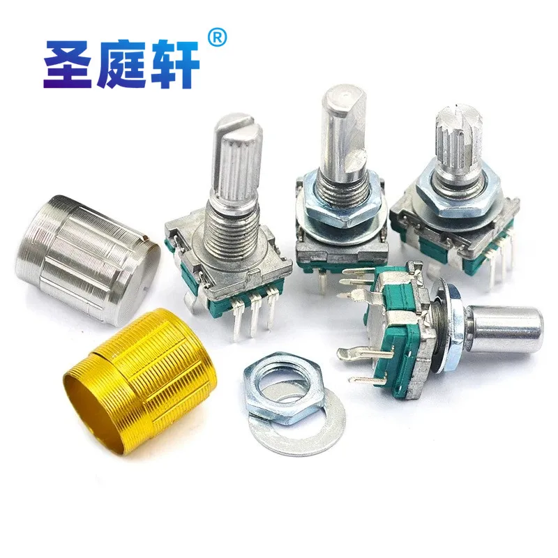 5PCS/LOT 20 Position 360 Degree Rotary Encoder EC11 w Push Button 5Pin Handle Long 15/20MM With A Built In Push Button Switch