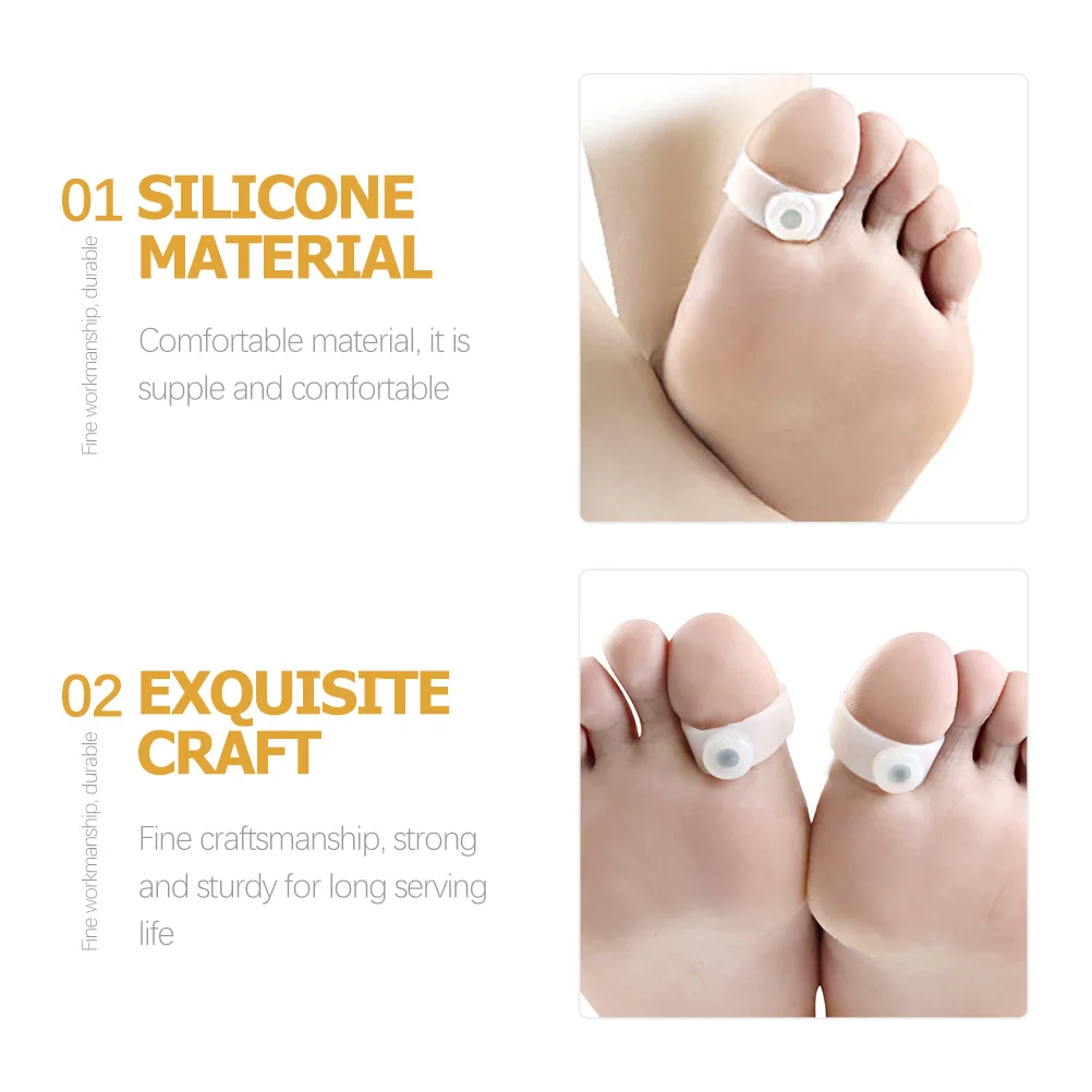 4 أزواج من حلقات أصابع القدم المغناطيسية المريحة وفصل أصابع القدم أثناء السفر المنزلي، غطاء مرن متين