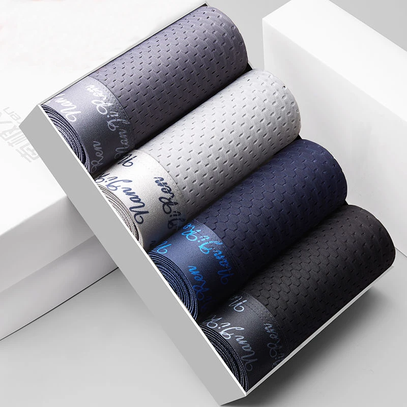 4 stücke männer Boxer Shorts Eis Seide Unterwäsche Plus Größe Unterhosen Kühlen Atmungsaktive Sexy Dünne Höschen Mesh Dessous Großhandel Viele