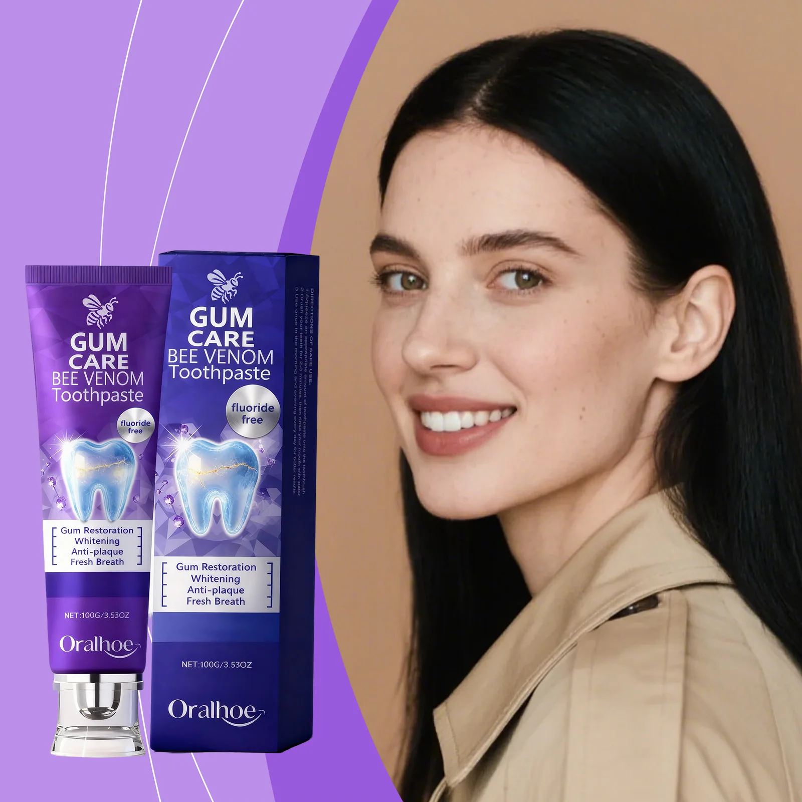 

100 г Зубная паста BEE VENOM GUM CARE Освежает дыхание Защищает десны Укрепляет эмаль Ежедневный уход за полостью рта для нежной уборки