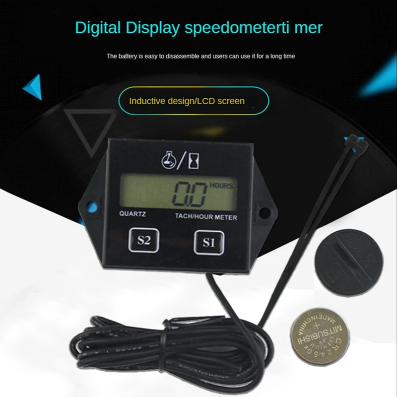 Digital Display Tachometer Timer Engine Tach Hour Meter Gauge Inductive Car Stroke Engine LCD Display For Car Motor Boat