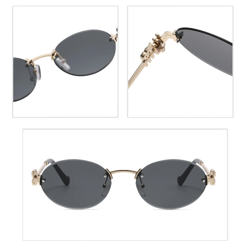 Fashion Men And Women Sun Shading Oval Sunglasses For Summer Travel Uv400 Frameless Sunglasses Round Fashion image 6
