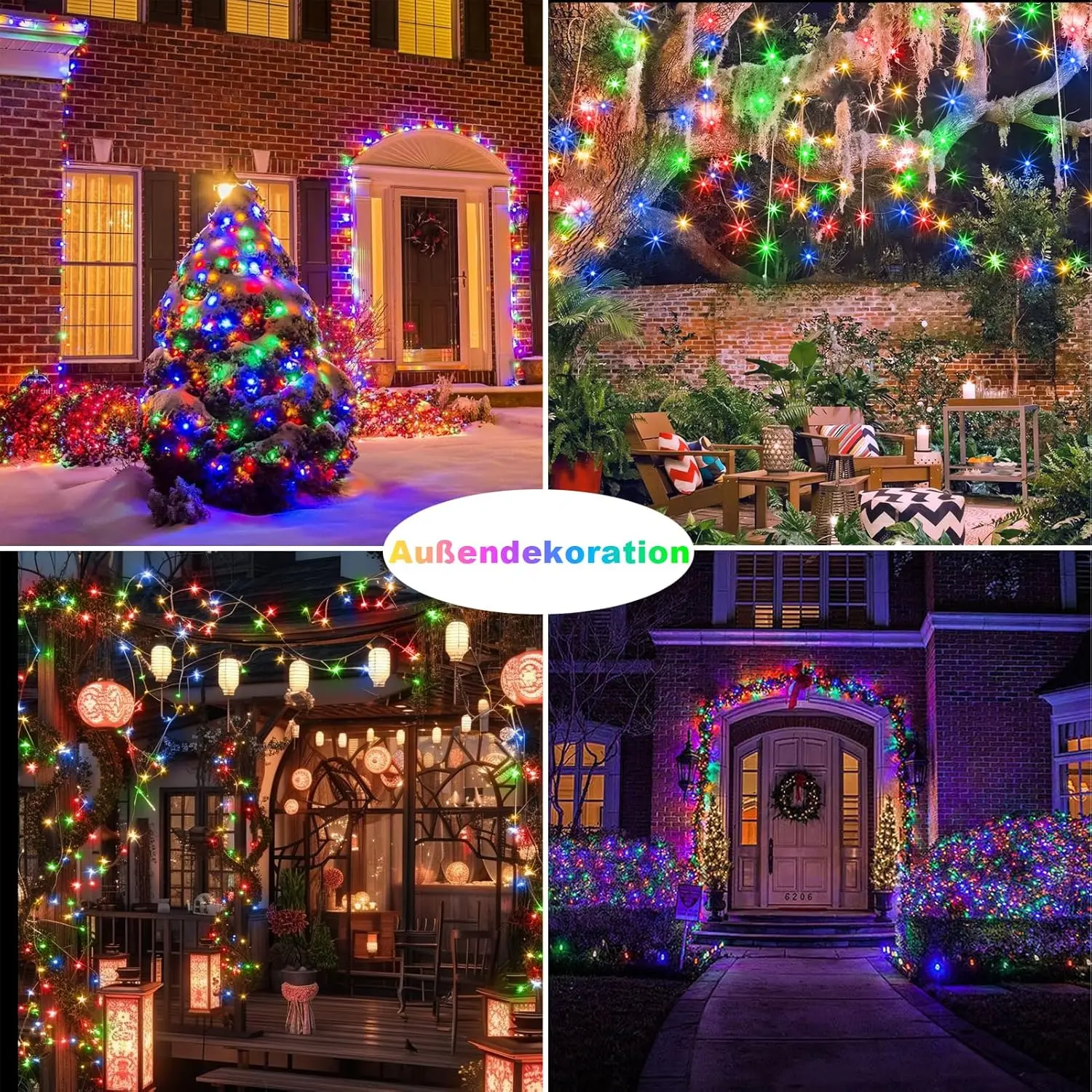 Christmas Outdoor Solar String Lights 300LED Solar Fairy Lights IP65 Waterproof Xmas Garland Decoration for Garden Patio Yard
