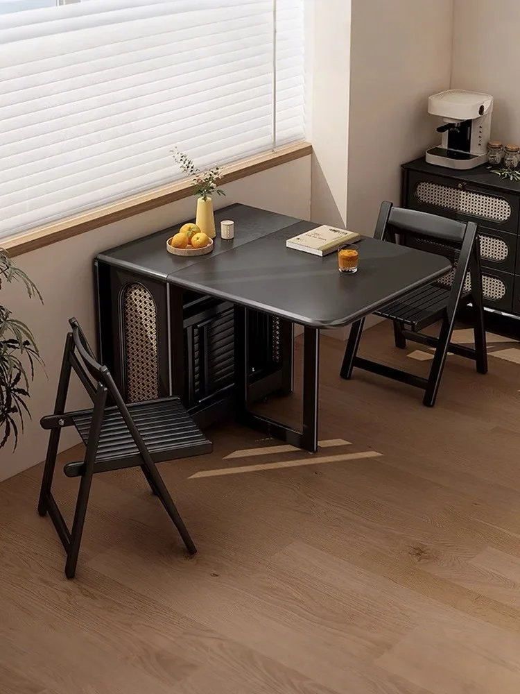 Sintered Stone Wood Extendable Dining Table Storage Home Table Simple Sturdy Living Room Furniture Easy Safe Reliable Daily Dini