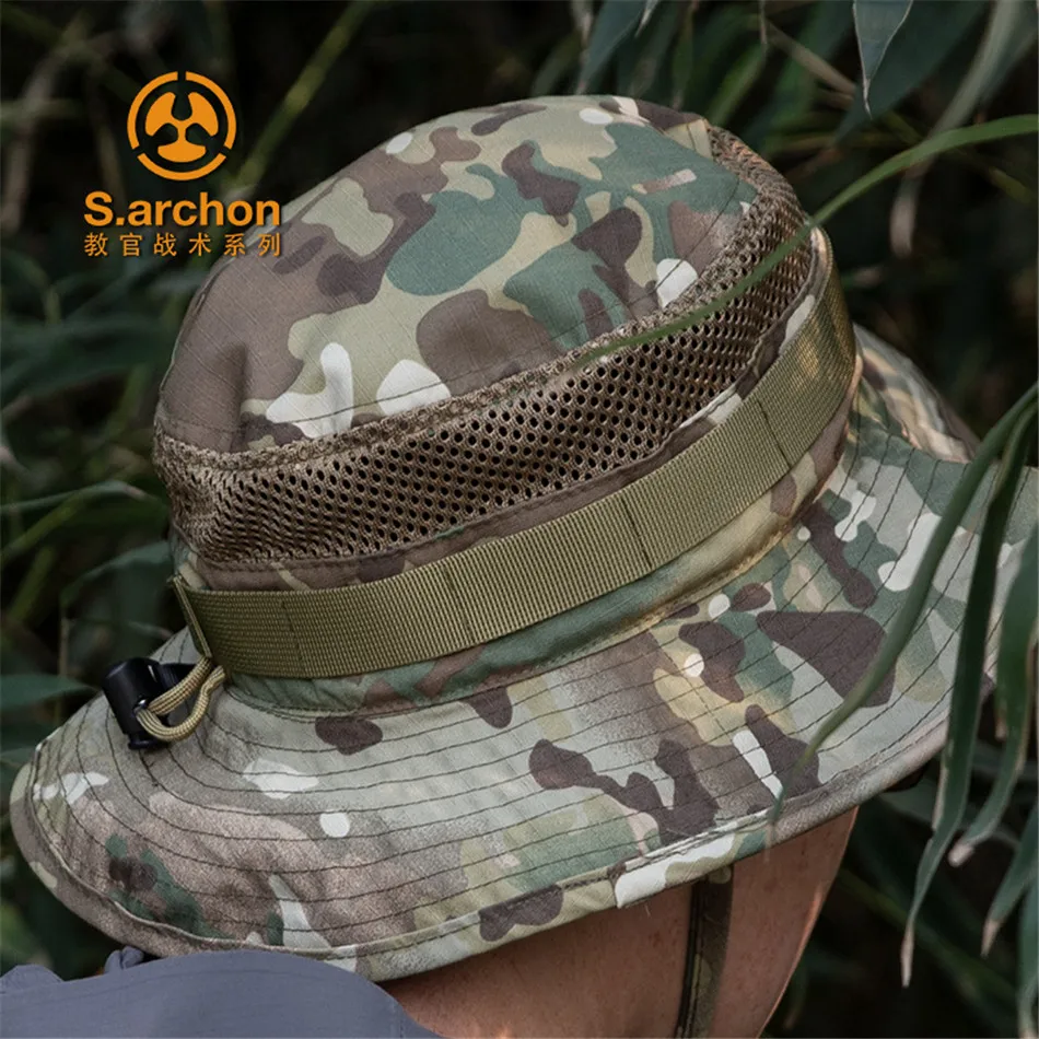 Summer Outdoor Mesh Breathable Waterproof Camouflage Hat Men\'s Sunshade Sunscreen Fishing Cap Army Fan Tactical Military Cap