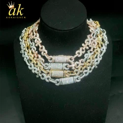 Aokaishen Prong Necklace Choker for Women Iced Out Cross Infinity Cuban Link Chain Zirconia Real Gold Plated Hip Hop Jewelry