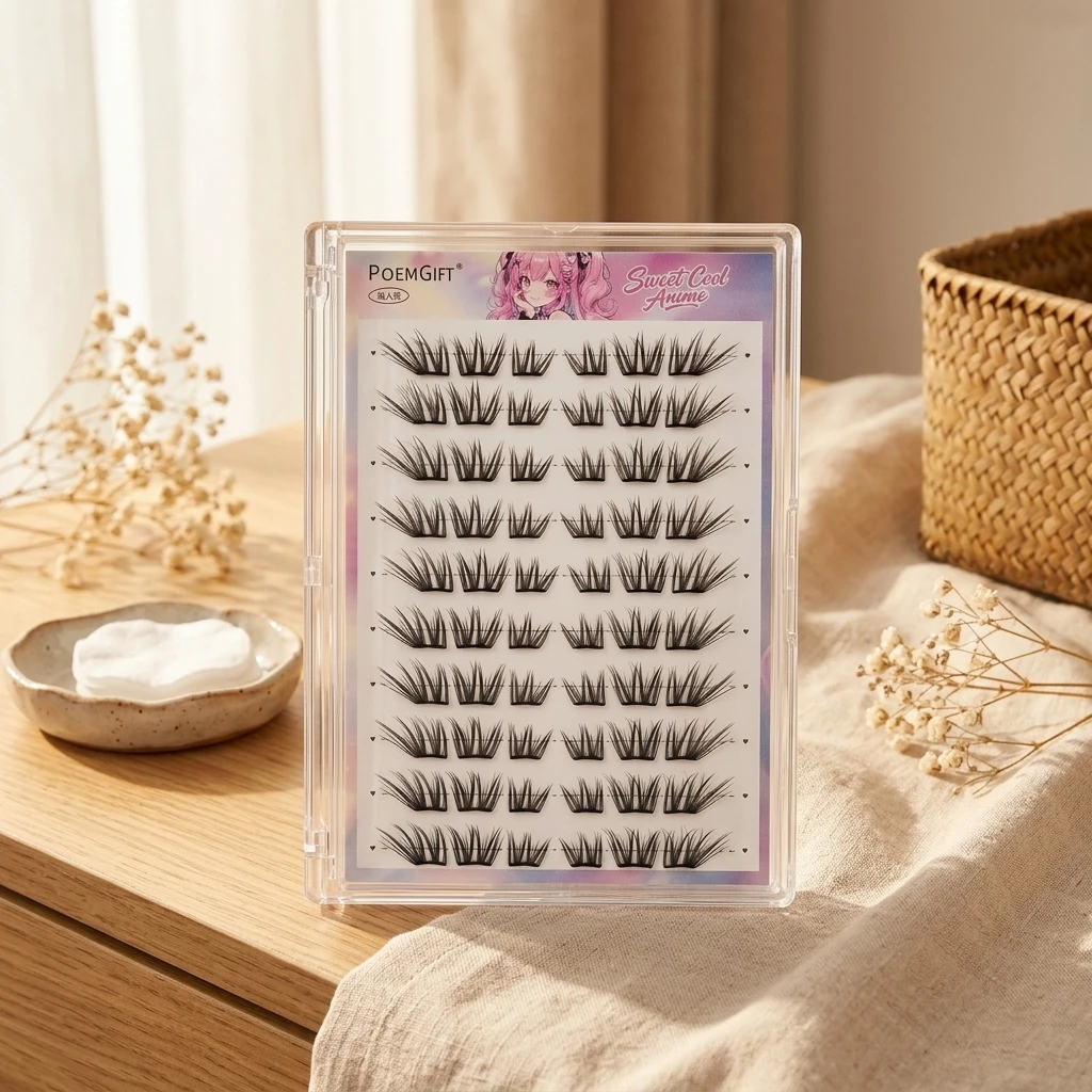 Natural Clear Sectioned False Eyelashes 10 To 14 Mm Mixed C Curl Synthetic Fiber Single Cluster Lashes For Most Eye Shapes And