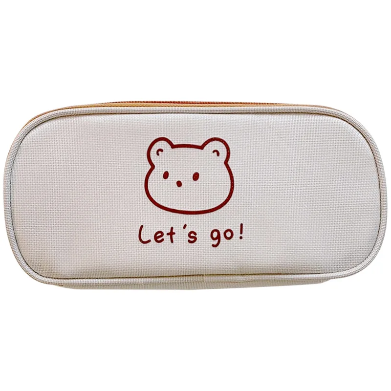 Imagem -05 - Kawaii Lona Case Lápis para Meninas Meninos dos Desenhos Animados Urso Caneta Case Bolsa Grande Capacidade Caixa de Lápis Bolsa Papelaria Presente