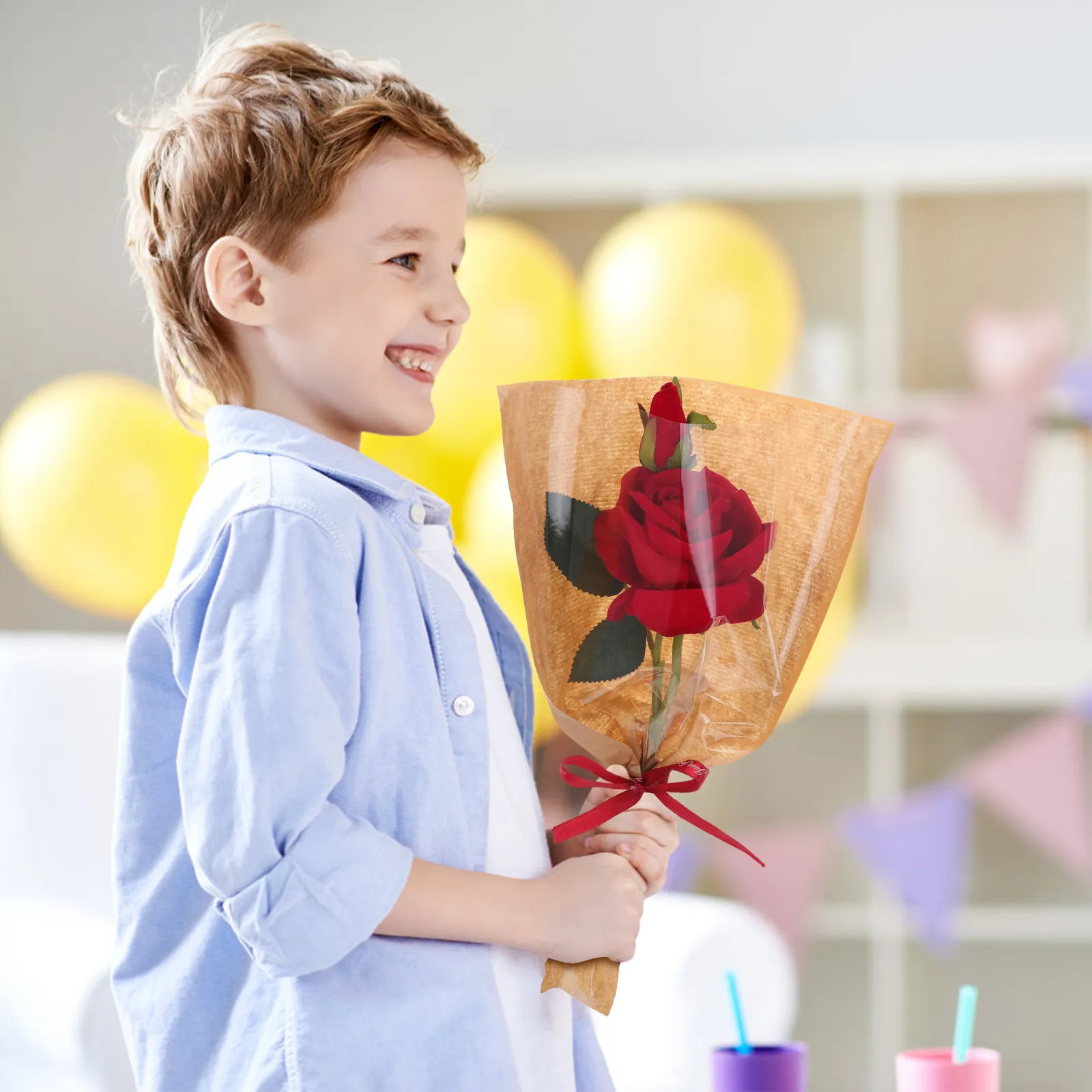 1set-kraft-paper-flower-packing-bags-with-clear-front-for-bouquets-floral-wrapping-sleeves-with-colored-ribbons-bouquet-bags