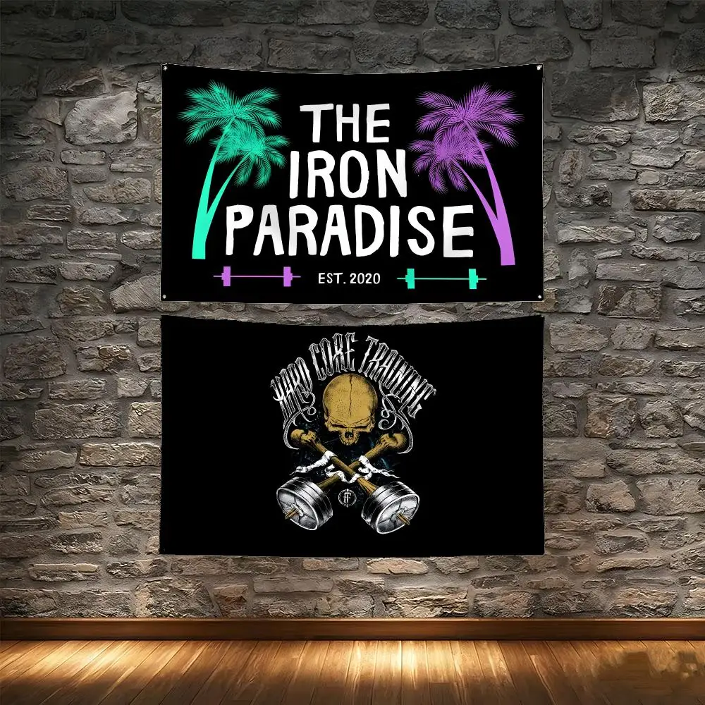 Bodybuilding I-IRON PARADISE Flags Tapestry Creative Pattern Photo Living Room Wall Art Party Outdoor Decor
