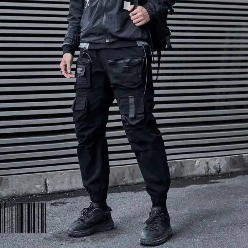 HKSH Men\'s Darkwear Cargo Pants Spring Autumn High Street Trendy Darkwear Casual Cropped Leggings Punk Tactical Trousers HK0005