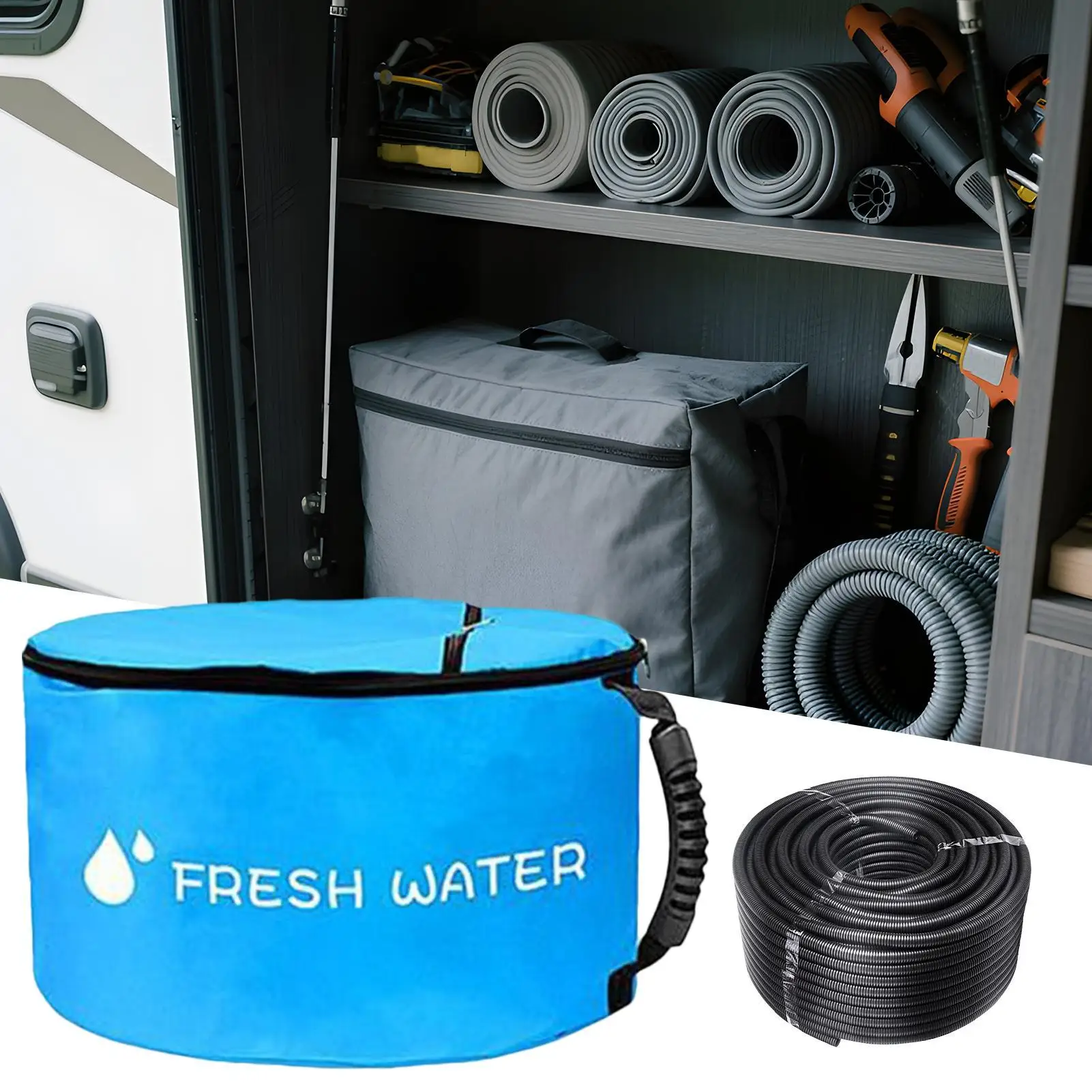 

RV Hose Storage Bag Waterproof RV Hose Bags Portable Carrier With Double Zipper Holder Container With Double Zipper For