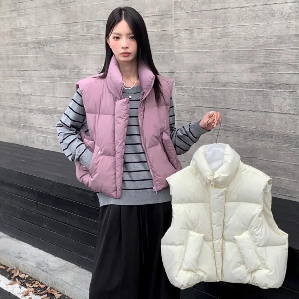 

2026 Autumn and Winter Women's Down Vest Loose Short White Duck Down Vest