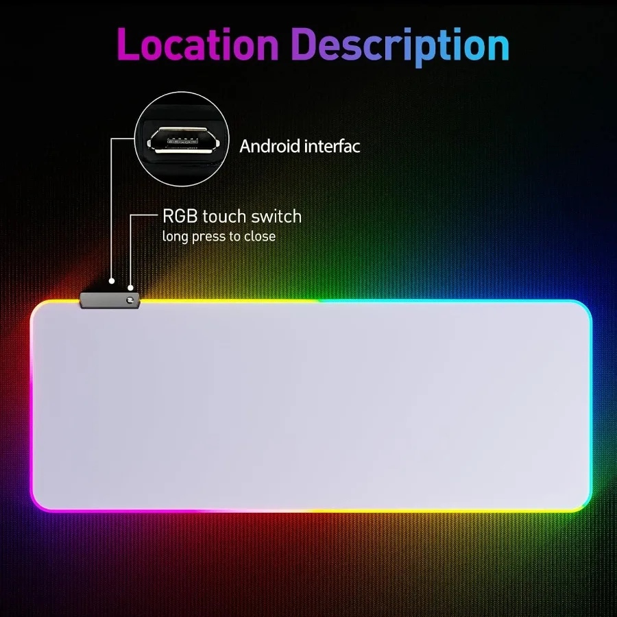 Mousepad RGB Led Mouse Pad Besar Mouse Pad Led dan Alas Mouse Besar Putih