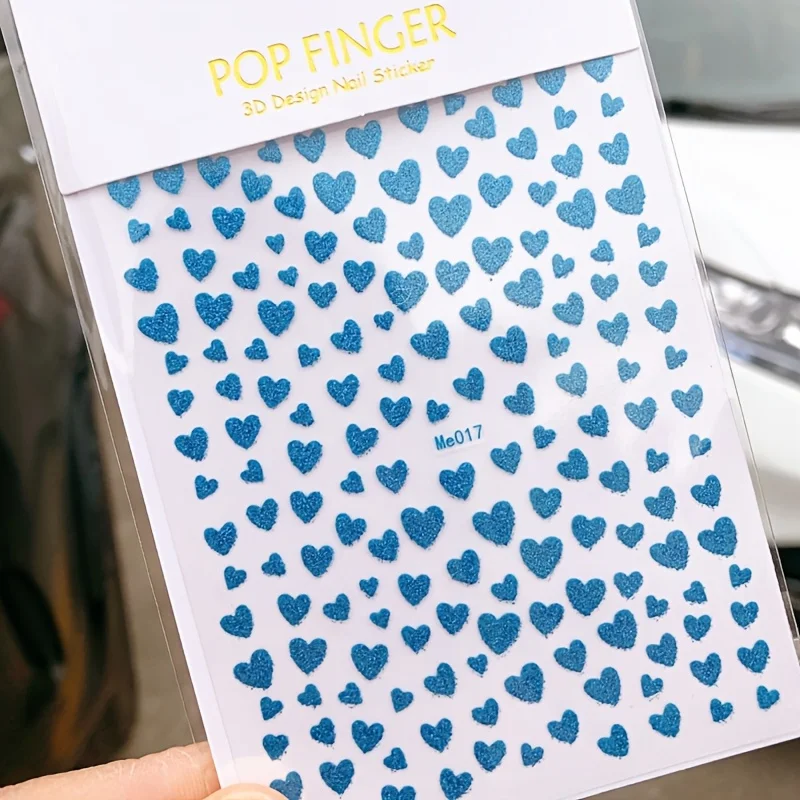 2 個の新しいバレンタインデーネイルアートステッカー 5 色ラブハートネイルアートステッカー