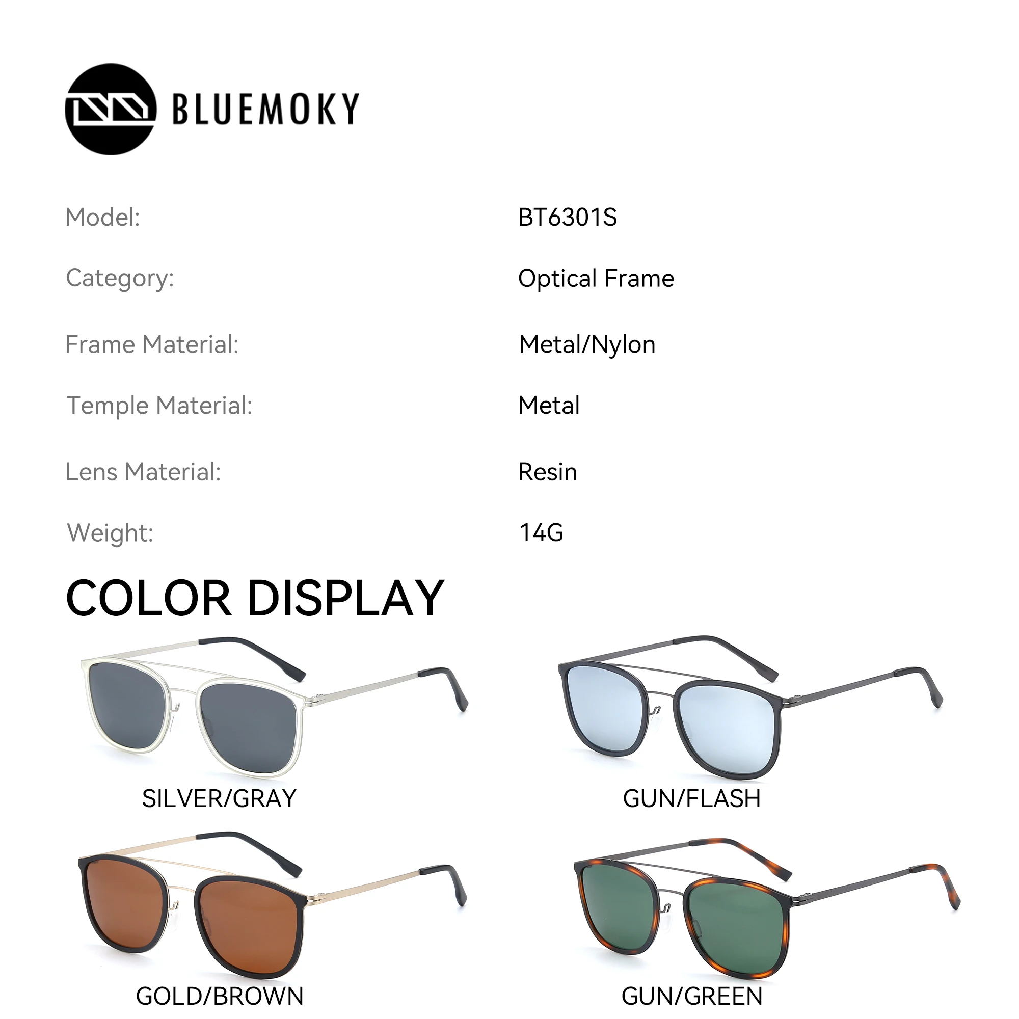 BLUEMOKY Modish Metal Design Prescription Polarized Sunglasses For Men Women Stylish UV400 Protection Progressive Sun Glasses