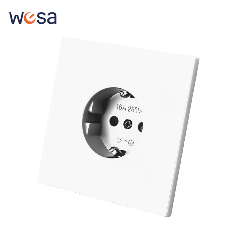 Skin Sensation Paint Plastic Electrical Outlets Plugs Socket EU Standard 250V With Ground Classic Power Sockets AC Wall Embedded